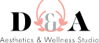 Logo with stylized D&G and text Aesthetics & Wellness Studio underneath.